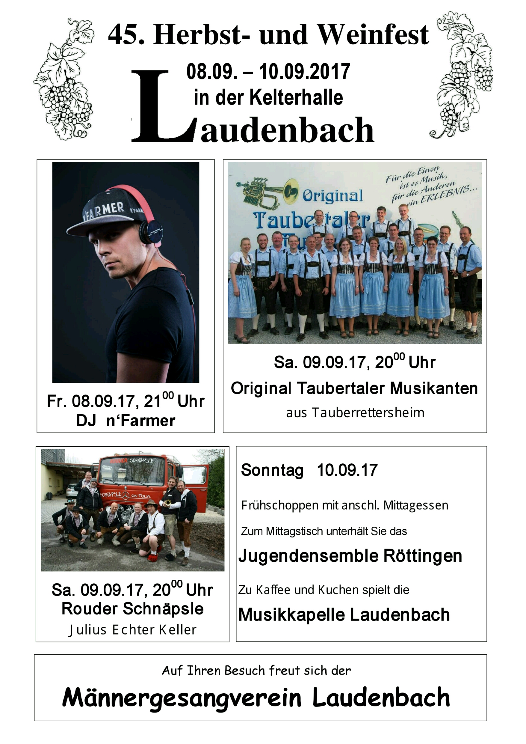 45. Laudenbacher Herbst- und Weinfest 08.09. – 10.08.2017