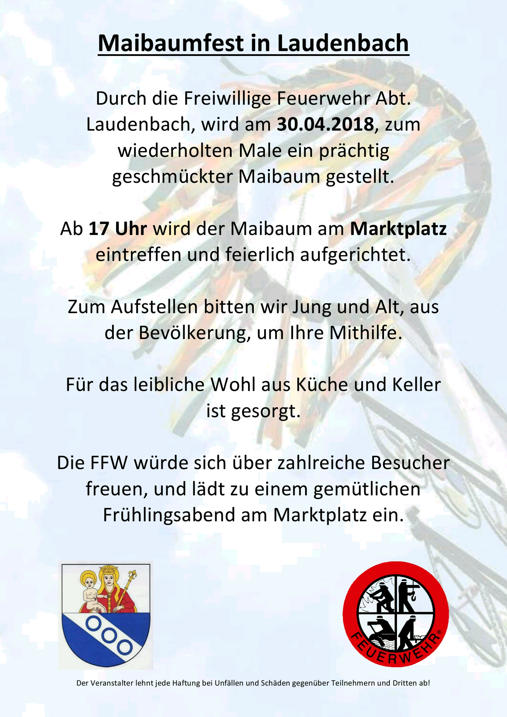 Maibaum aufstellen in Laudenbach