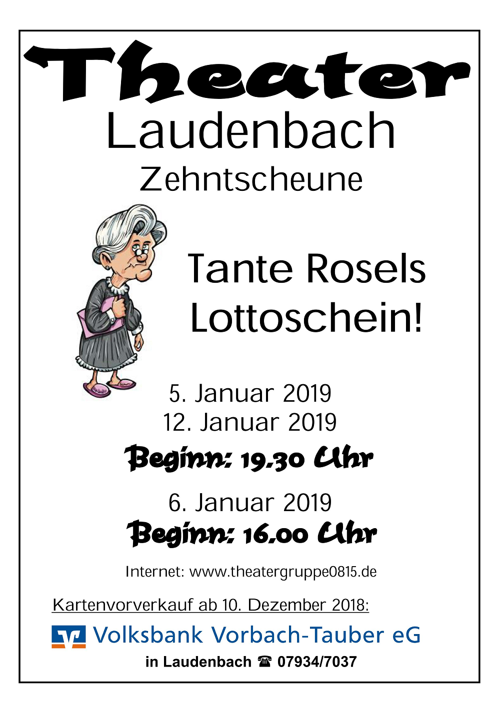 Theatergruppe 0815 spielt Lustspiel “Tante Rosels Lottoschein”